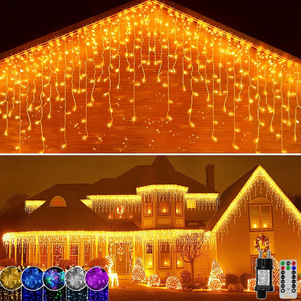 200-600 LED Lichterkette Eisregen Weihnachtsbeleuchtung Eiszapfen Außen Garten - Bild 4 von 4