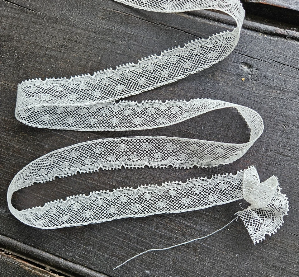 De Colección Antiguo Valenciennes Encaje Borde Reunión Cuerda Volantes POR COMPRAR 7/8" NOS Foto 3 de 4