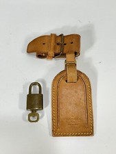 Authentic Louis Vuitton  Leather Luggage Name Tag, Poignet, Pad Lock  Key 2