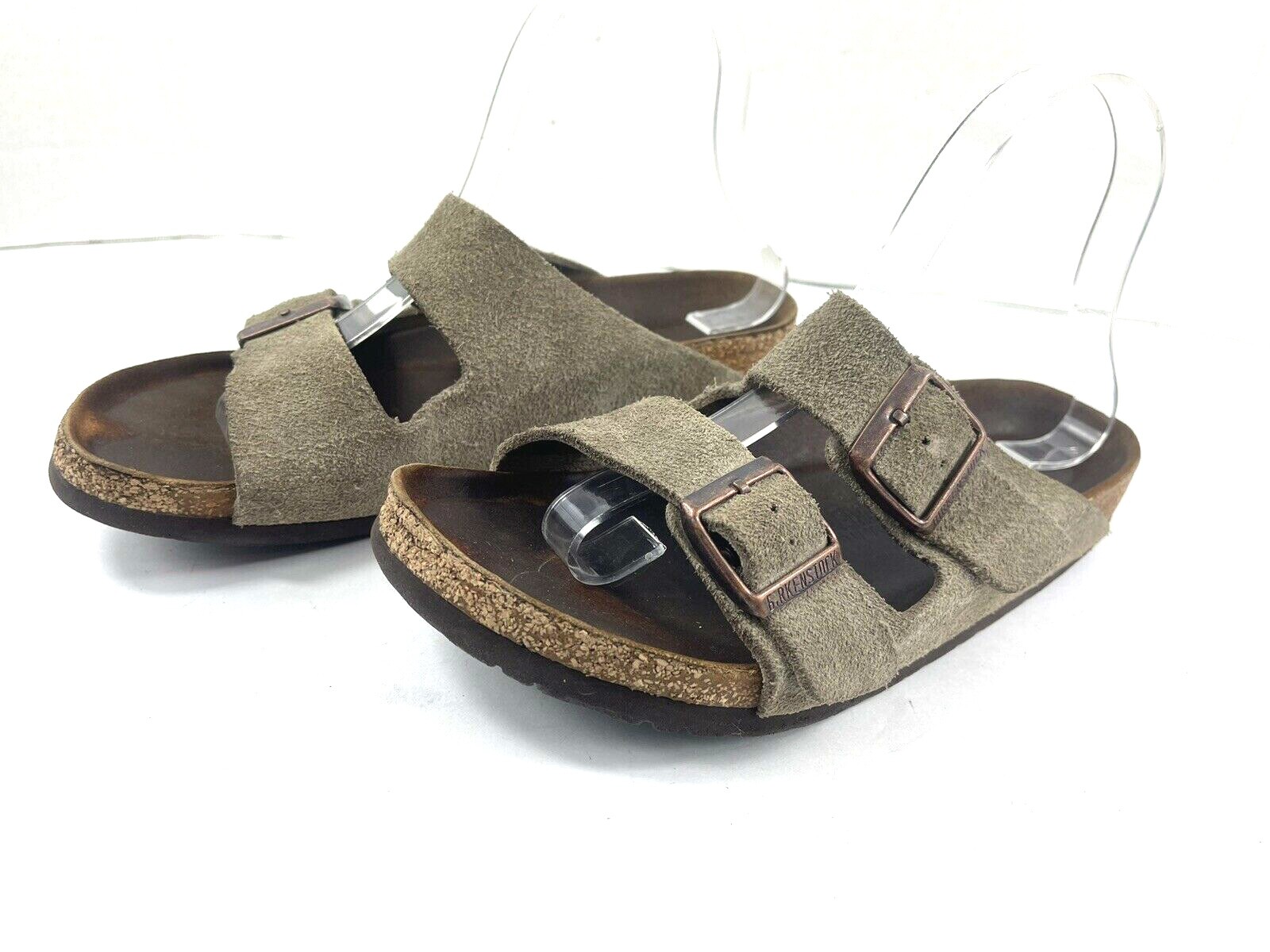 Birkenstock Arizona Women's Shoes Gray 39/ 8.5M Suede Leather Slides