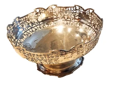 Emile Viner of Sheffield Footed Sterling Silver  Hand Pierced Fruit Bowl