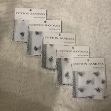 Bandanas Scarf LOT of 5 White Cotton 21 x 21