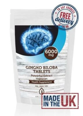 BRITVITS Ginkgo Biloba Herb Extract 6000mg Tablets Choose How Many