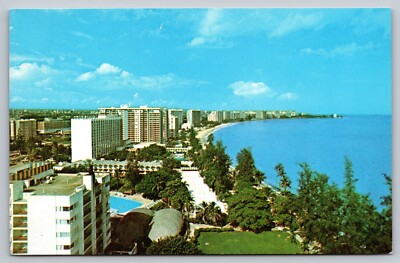View from ESJ Towers Resort Isla Verde Puerto Rico vintage postcard  (A3)