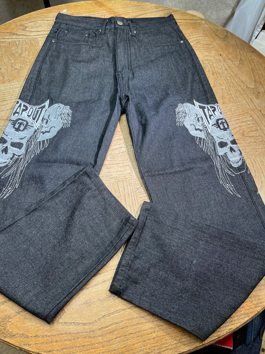 Game Time Jeans Tapout Embroidered Inscriptions Skull Designs Size
