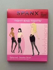 Spanx Tights Womens C Tight End Black Patterned Sweater Stripe Shapewear Shaper