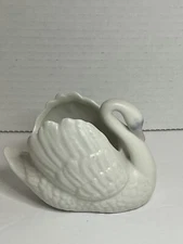 Vintage Crowning Touch Japan Ivory Swan Planter 