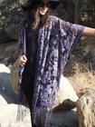 <!--F#f_0-->Purple Roses Floral Burnout Duster Kimono Ruana Top One size SML<!--F/-->