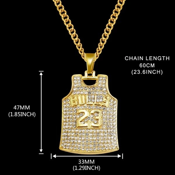 23 Michael Jordan Chicago Bulls Bling Basketball jersey necklace