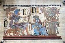 Egyptian Papyrus Hand Painted Lot of 3 by Same Artist - Signed