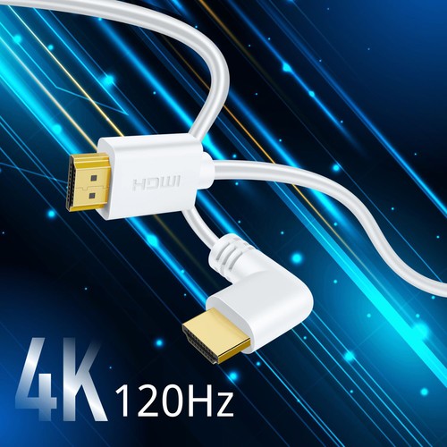 Right Angle HDMI Cable (10 FT) High Speed HDMI 2.0 Cord Supports 4K60hz (White) - Picture 3 of 8