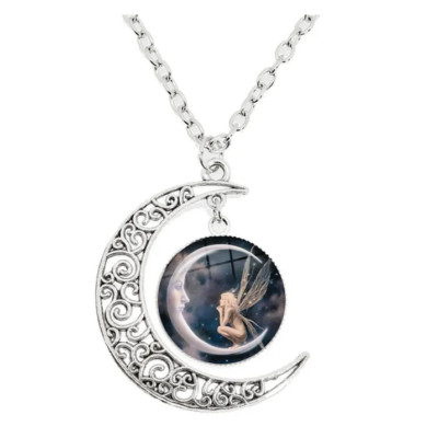 Big CELESTIAL CELTIC CRESCENT MOON FAIRY Pendant 925 Sterling Silver 20 ...