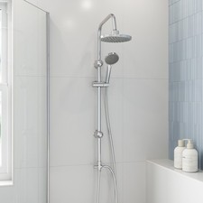 Runde Duscherh&ouml;hung Set Chrom Dual Duschk&ouml;pfe verstellbar oben Badezimmer