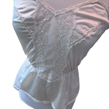 Vintage Vanity Fair Camisole Nylon Top Womens Size 34 Small Cream Lace Trim