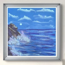 Original Art "Seascape 4" 12x12 Canvas Expressionism Abstract Design Home Art