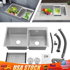 Double Bowl Stainless Steel Drop-in Kitchen Sink Dishwasher Vegetable Sink Home