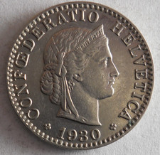 1930 SWITZERLAND 20 RAPPEN - AU/UNC GEM - Great Coin - Lot #D20