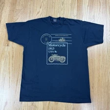 Vtg Sturgis 50th Anniversary 1913 USA Mail Stamp Screen Stars Black T Shirt XL