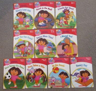 Dora the Explorer Phonics Reading Book 3 thru 12 Lot of 10 Books SYL19