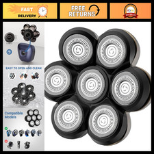 Head Shaver Replacement Heads: 7 Blades, Double Blade Net, 7D Floating Shaver