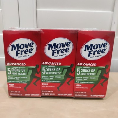 Move Free Advanced Plus MSM Joint Health Supplement (3 Pack) 120 Tabs Ea. 06/27