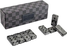 Juego de Dominó para Adultos Doble 6 Jumbo Domino Set 28 Grueso Mármol Negro...