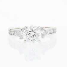 1.66ctw Diamond Solitaire with Accents Engagement Ring 18k White Gold Size 4.75