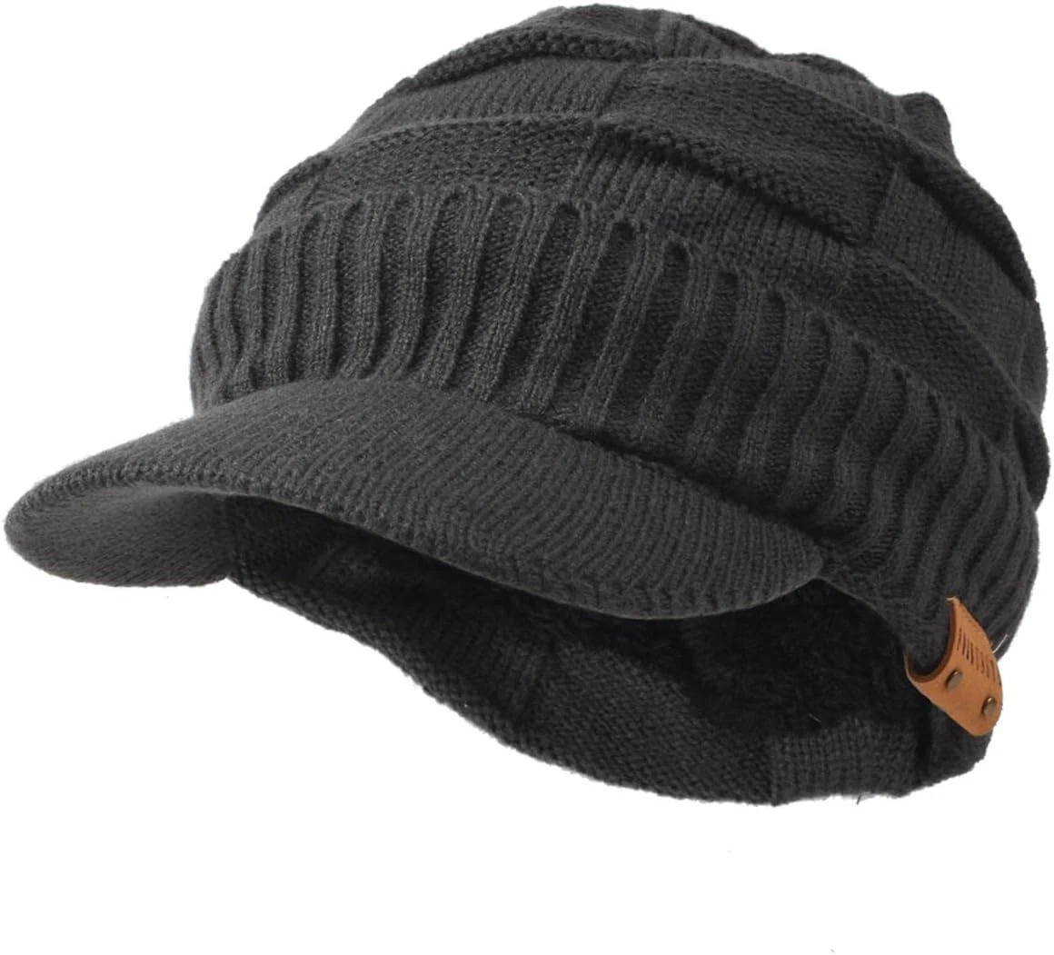 Mens Beanie with Brim Winter Hat Knitted Thick Fleece Visor Beanie with Bill B50
Opens in a new wind