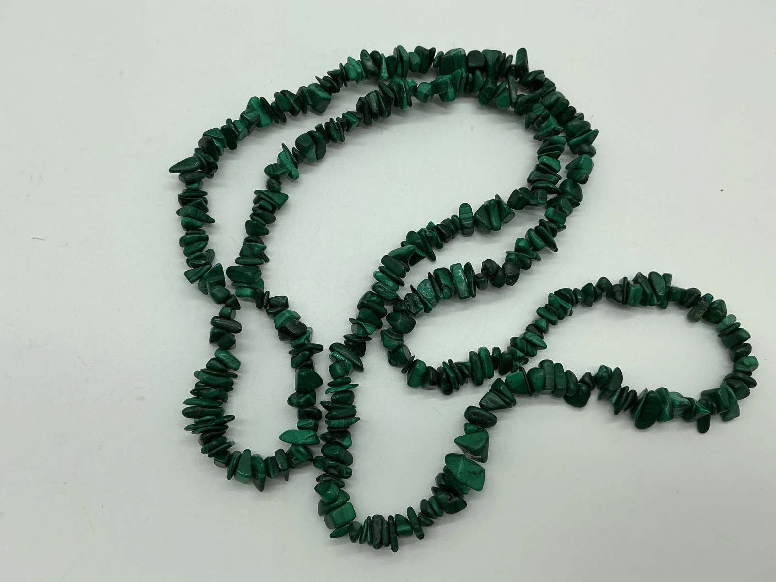 Malachite Chip Necklace Southwestern Style Green Long 32" image 1