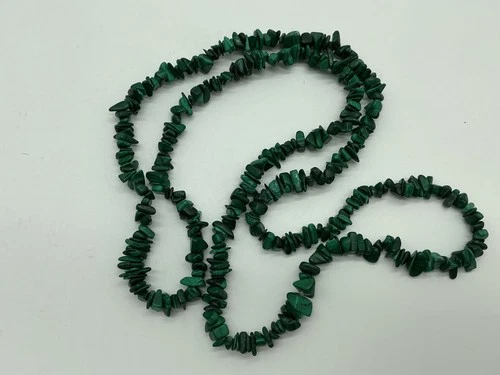 Malachite Chip Necklace Southwestern Style Green Long 32" - product listing photo