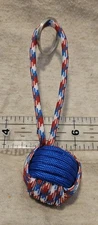 550 Paracord 1" Steel Ball Monkey's Fist 5" Long, Key Fob/Chain For Self Defense