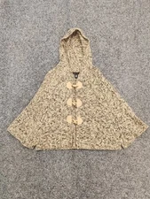 BCBG MAXAZRIA Sweater Women Small Beige Brown Mohair Wool Cape Poncho Batwing