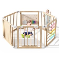 Wooden Playpen,Extra Large for Toddlers and Babies,Adjustable Size,6/8/10 panels