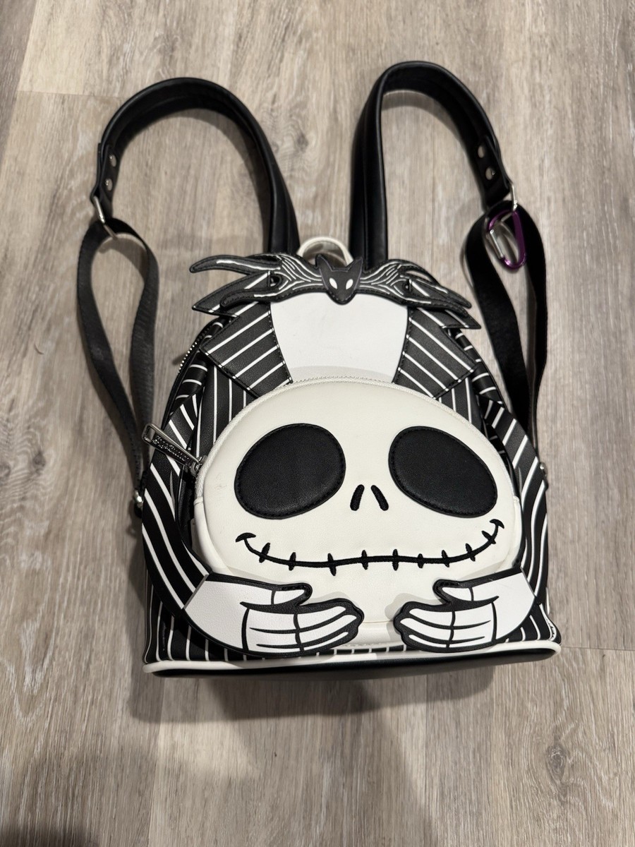 disney the nightmare before christmas headless jack skellington mini backpack Loungefly NBC It is made of faux leather and features a top zipper closure and front zippered pocket Loungefly Headless Jack Skellington Mini