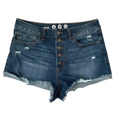 Rewash Denim Shorts 30 High Rise Distressed Button Fly Dark Wash Juniors Size 11