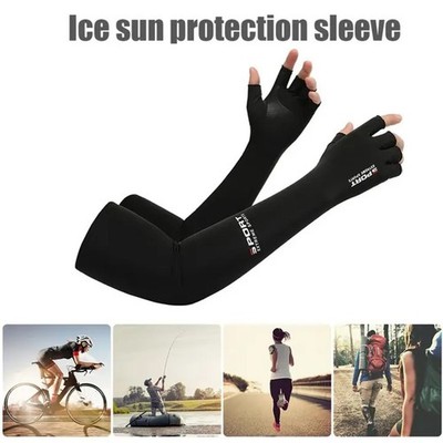 Long Fingerless Sun Protection Gloves UV Block Non-Slip Ice Silk Driving Arm Sle