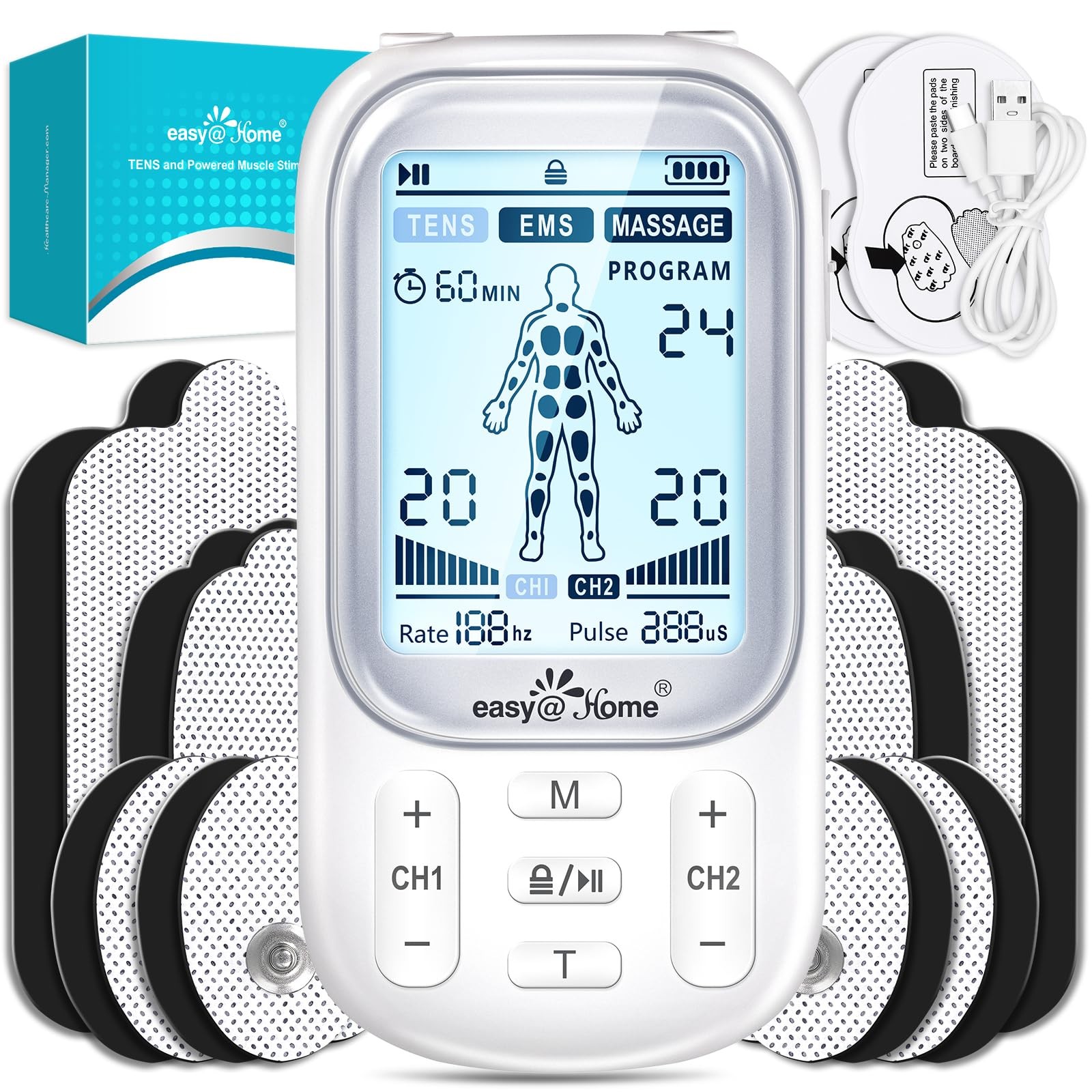 Easy@Home Tens Machine EMS: TENS Machine for Pain Relief EMS Muscle Stimulator …