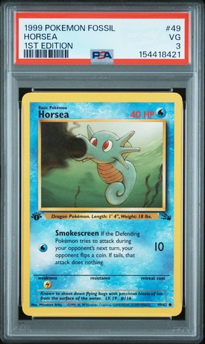 1999 POKEMON FOSSIL 1ST EDITION #49 HORSEA PSA 3