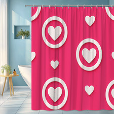 Cute White Heart Shower Curtain for Girls Bathroom Decor