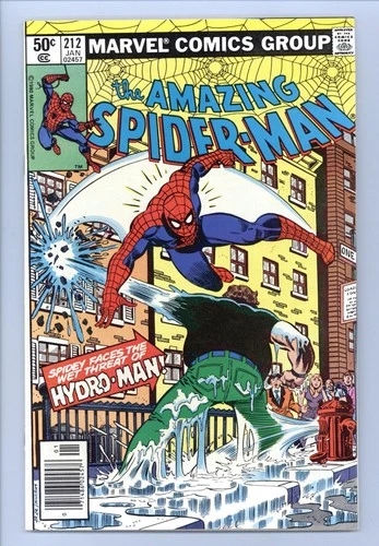 AMAZING SPIDER-MAN 212 (FVF) Origin/1st HYDRO-MAN! JR JR art! 1981 Marvel k282