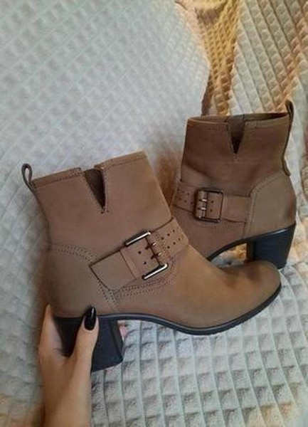 Women Ecco Boots Brown Nubuck 37 #3PYW