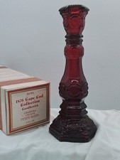 AVON 1876 CAPE COD COLLECTION RUBY RED TAPER CANDLEHOLDER STICK ROMAN STYLE BOX