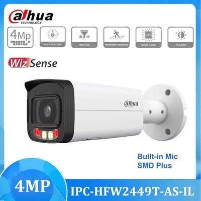 Dahua 4MP Smart Dual Light Built-in MIC IP67 IPC-HFW2449T-AS-IL Bullet IP Camera