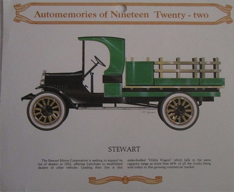 1922 Stewart Stakebody truck calendar car print (green & black)