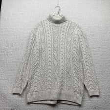 VTG 90's Cotton Road Cable Knit Turle Neck Sweater Wom Sz L Scandinavian Sailor