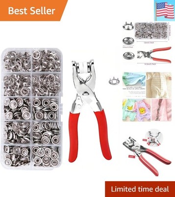 Snap Fasteners Kit - 100 Sets Metal Snaps Buttons with Fastener Pliers Press ...