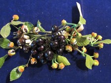 Vtg Millinery Fruit Collection Black Gold Brown 1/2-1" Berry Nut Mushroom H5323