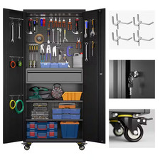 30 In. W X 71 In. H X 15 In. D Metal Garage Storage Freestanding Cabinet with Sh