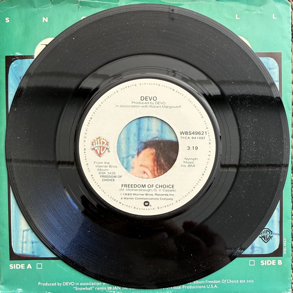 Devo - Snowball (remix) / Freedom of Choice - Warner WBS49621 - M PS - Image 4 of 4