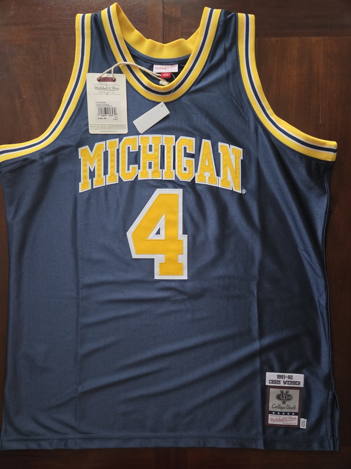 Mitchell And Ness Authentic 91-92 Chris Webber Michigan Wolverines Sz 52